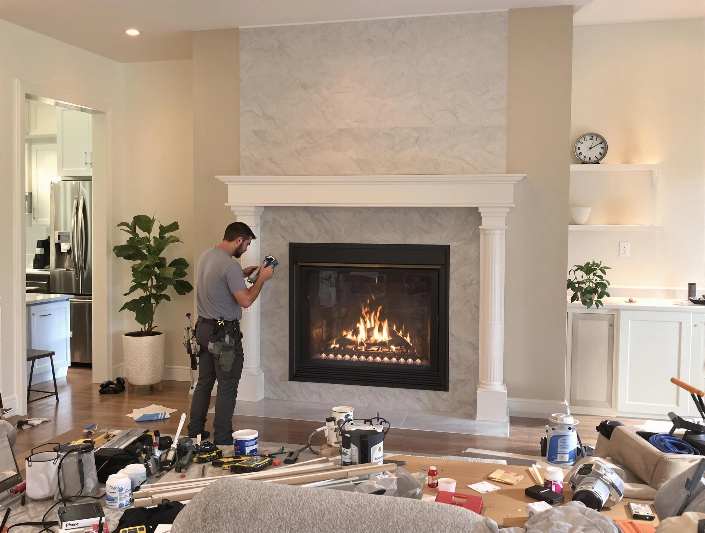 Newly installed fireplace by Johns Creek Chimney Sweep in Johns Creek, GA