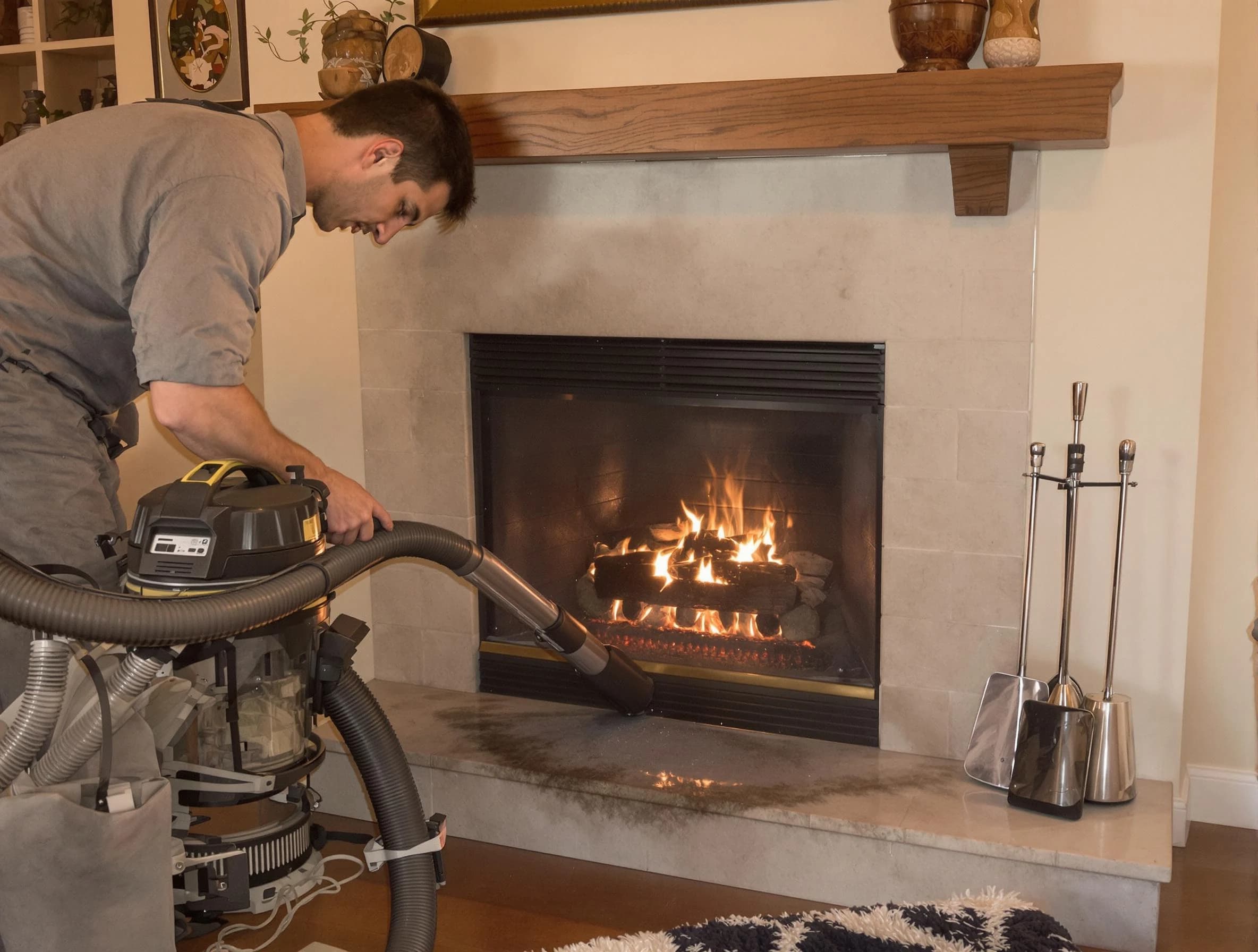 Routine fireplace upkeep by Johns Creek Chimney Sweep in Johns Creek, GA