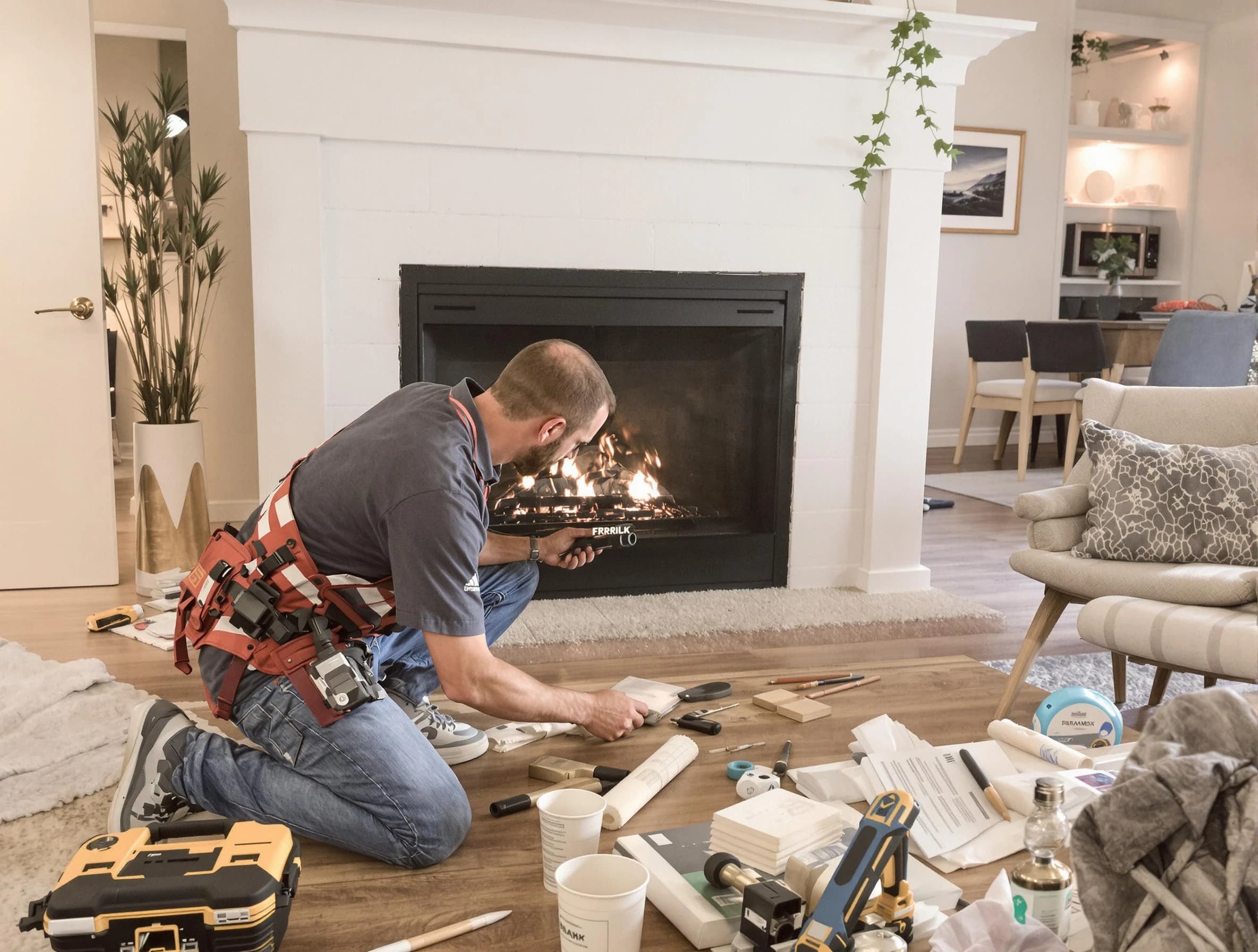 Johns Creek Chimney Sweep performing fireplace repair in Johns Creek, GA