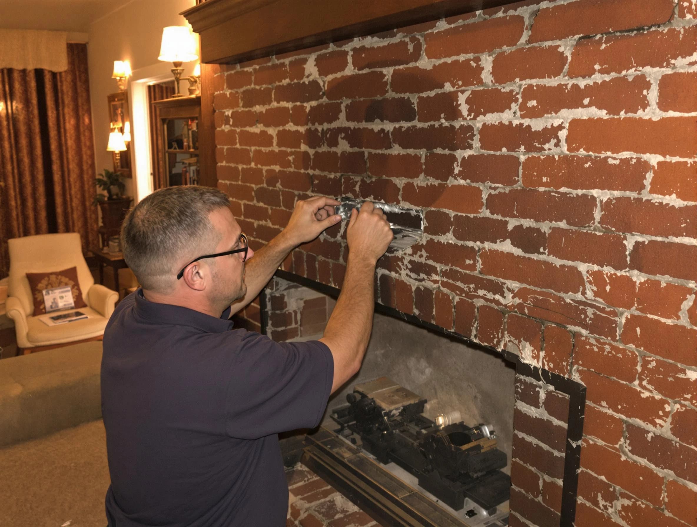 Johns Creek Chimney Sweep expert fixing a fireplace in Johns Creek, GA
