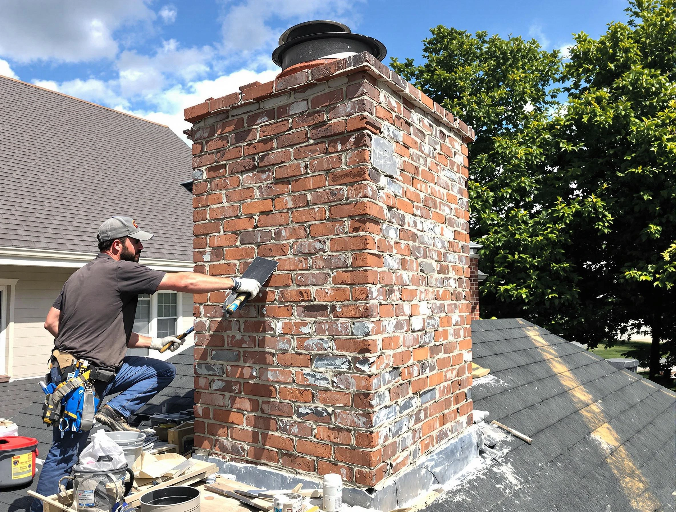 Completed chimney rebuild by Johns Creek Chimney Sweep in Johns Creek, GA