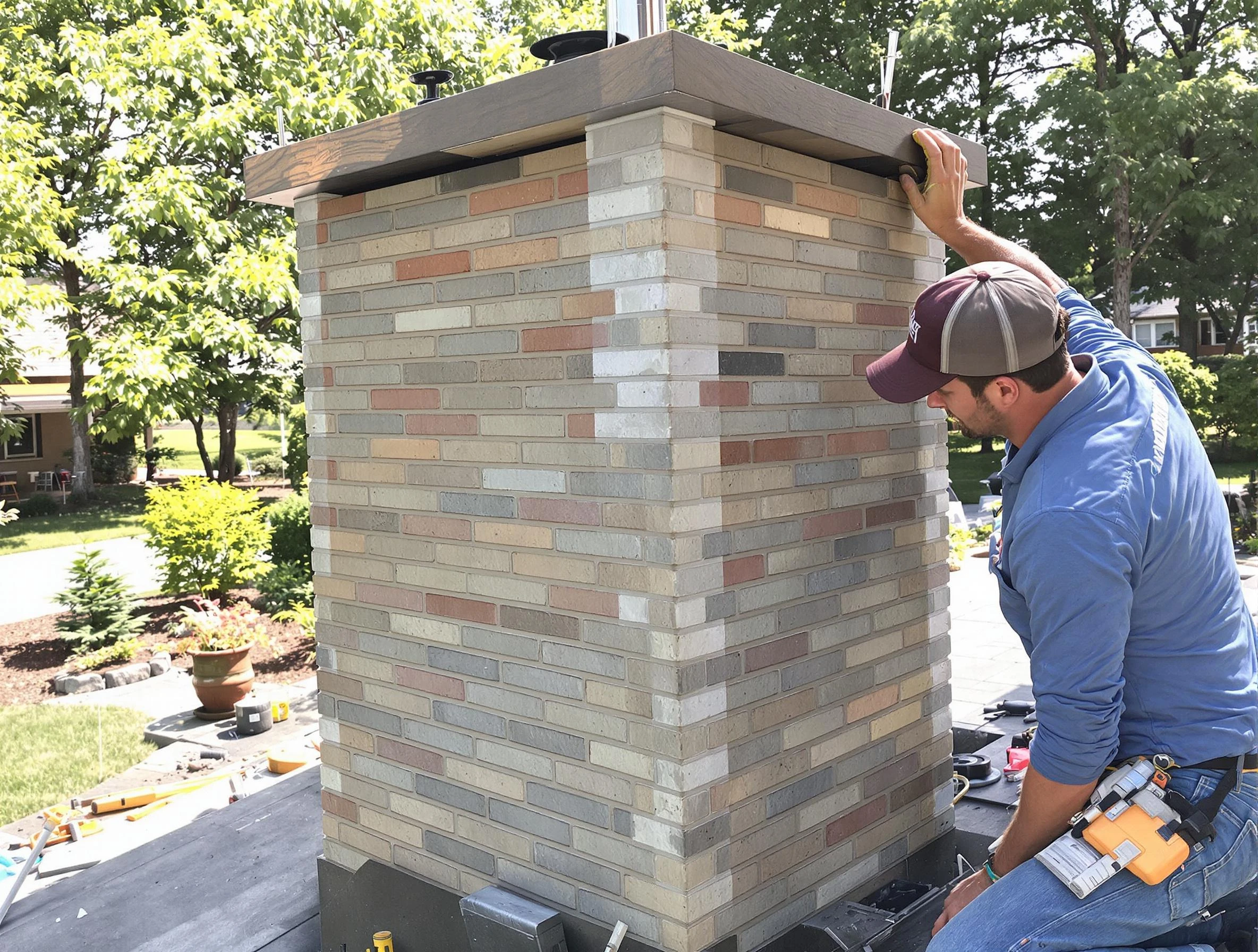 Johns Creek Chimney Sweep completing a modern chimney remodel in Johns Creek, GA