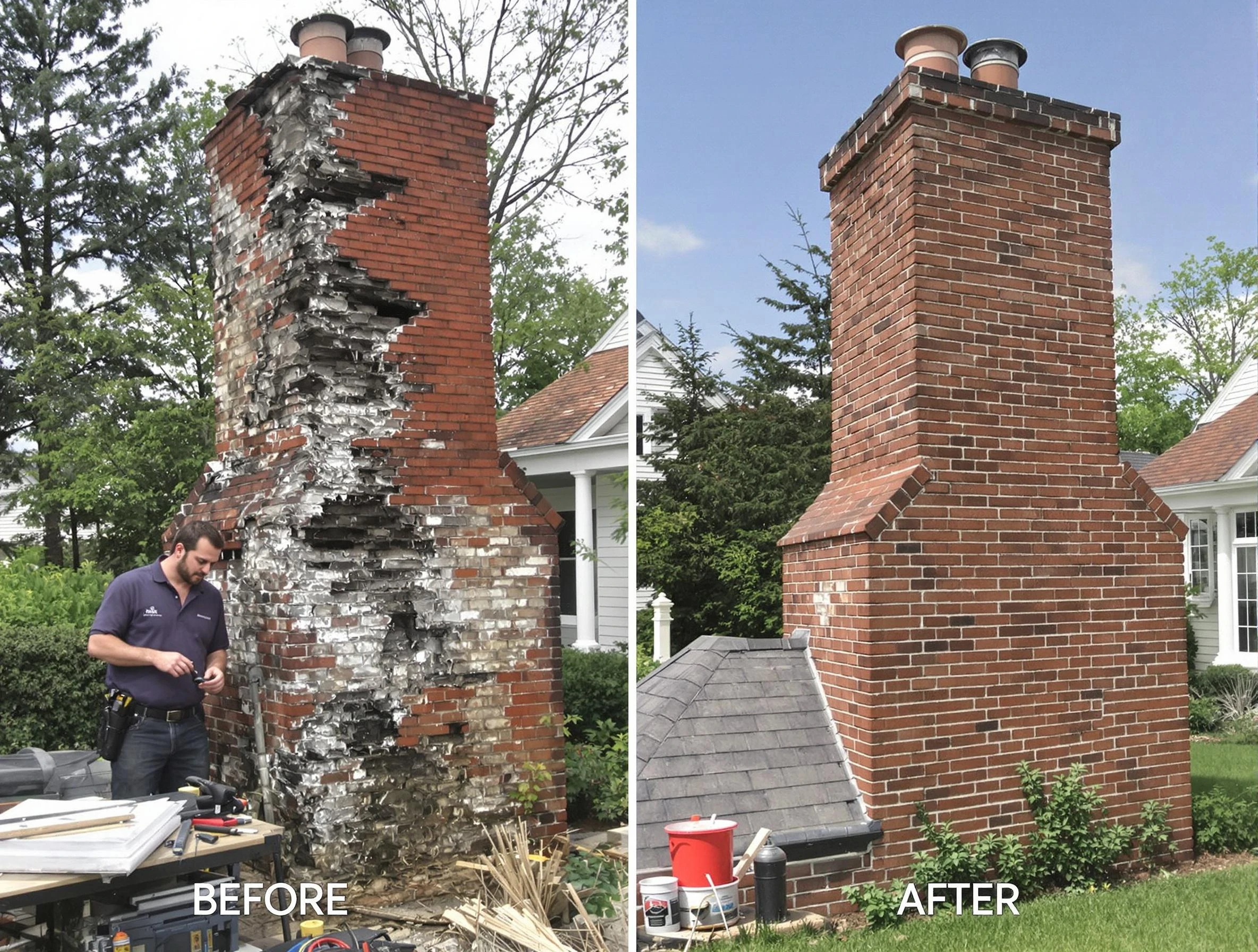 Johns Creek Chimney Sweep performing a full chimney restoration in Johns Creek, GA