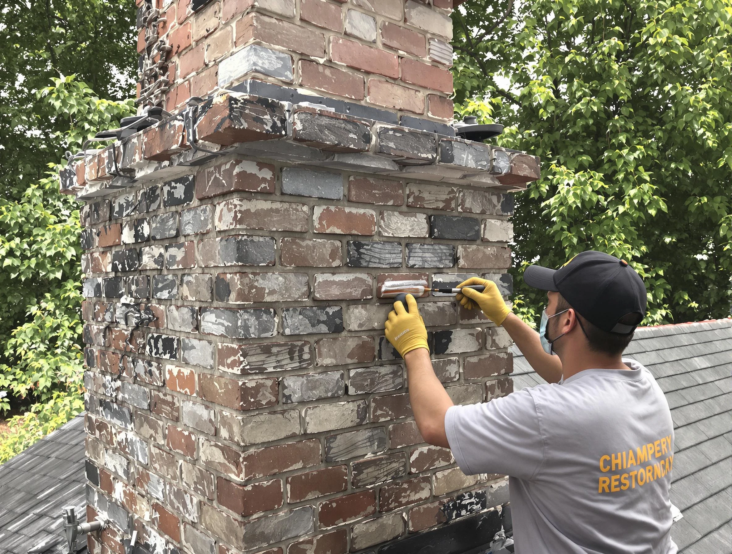 In-progress chimney restoration by Johns Creek Chimney Sweep in Johns Creek, GA