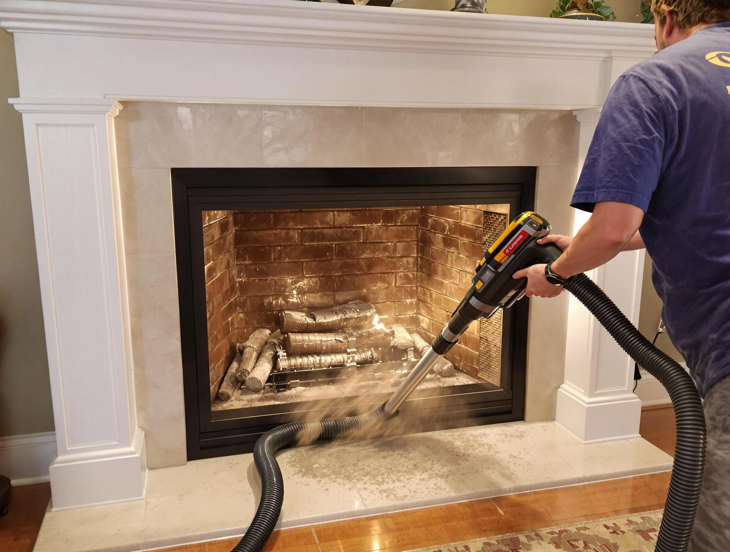 Fireplace cleaning performed by Johns Creek Chimney Sweep in Johns Creek, GA