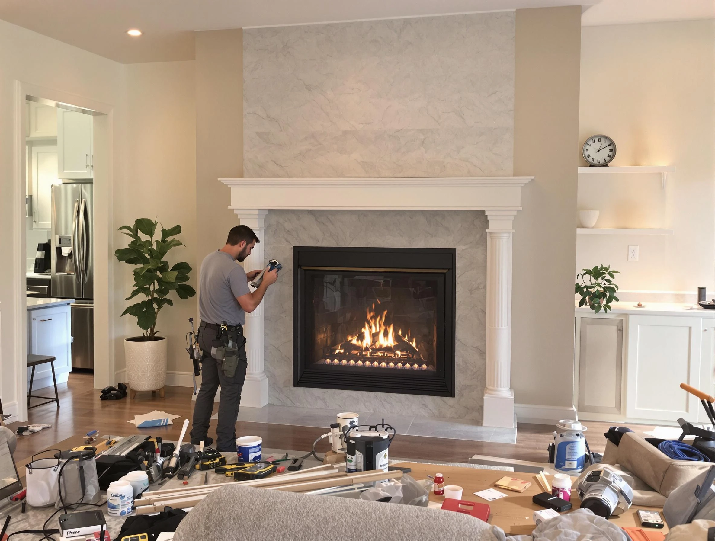 Newly installed fireplace by Johns Creek Chimney Sweep in Johns Creek, GA